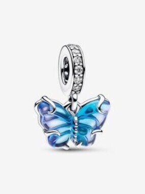 Pandora Blue Murano Glass Butterfly Dangle Charm